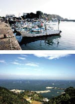 相差（おうさつ）漁港（上）と国崎（くざき）漁港