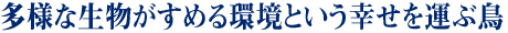 多様な生物がすめる環境という幸せを運ぶ鳥