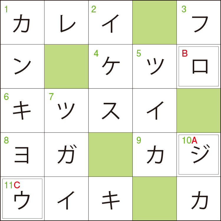 図：クロスワードパズルの答え①